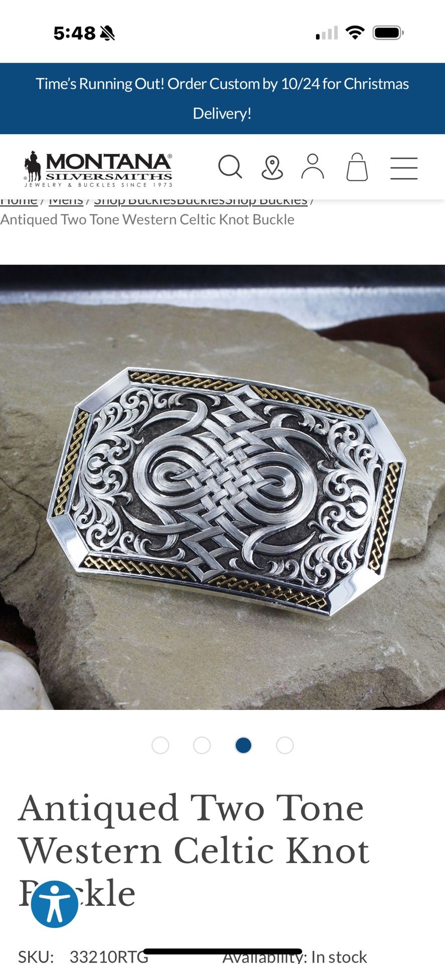 Silver belt buckle