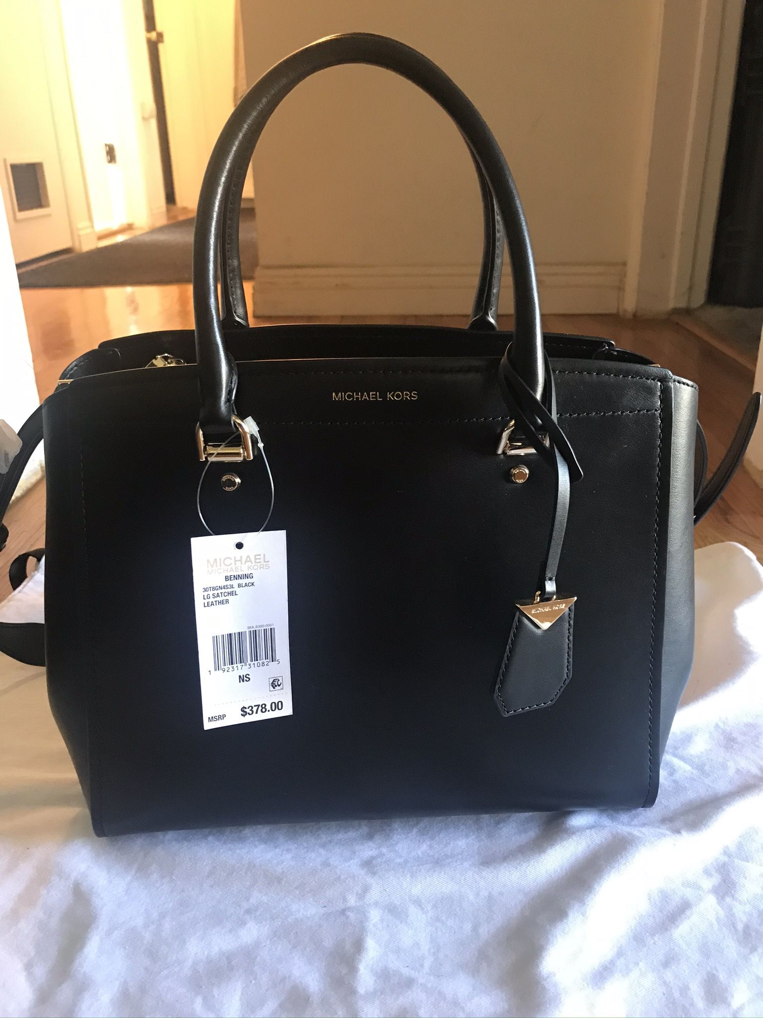 Michael Kors “BENNING” Large Leather Satchel NWT