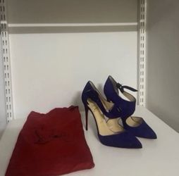 Christian Louboutin Purple Suede Ankle Strap Stiletto Heels EU 39 New