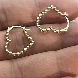 Real 14K Gold Heart Hoop Earrings