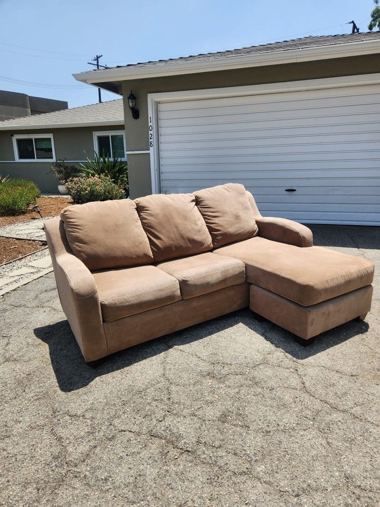Delivery Available! Brown Beige Sectional Couch Sofa Chaise Futon Pull Out Bed Mattress 