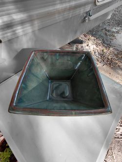 Green Ceramic Planter  / Decorative Accent
