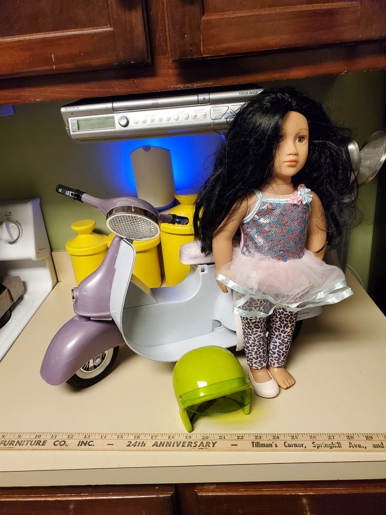 Our Generation Doll 18 Inch With Scooter And Helmet