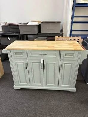 Newly Assembled Kitchen Island with Drop Leaf Rolling Kitchen Cart with Ample Storage on Wheels