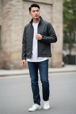 Black Champion men's full-zip fleece-lined softshell jacket.
