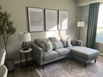 80” inch grey sofa w/reversible chaise