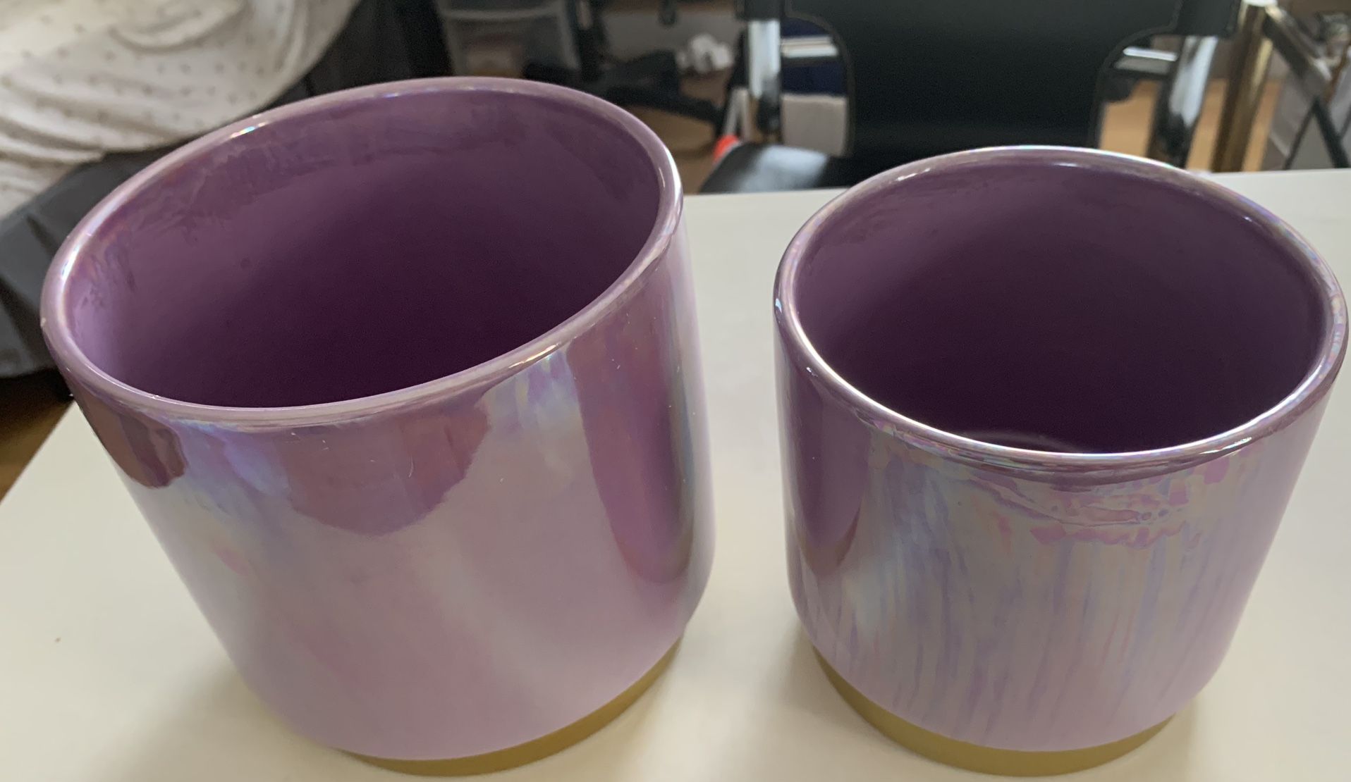 Glazed Ceramic Planters Pair (new) 