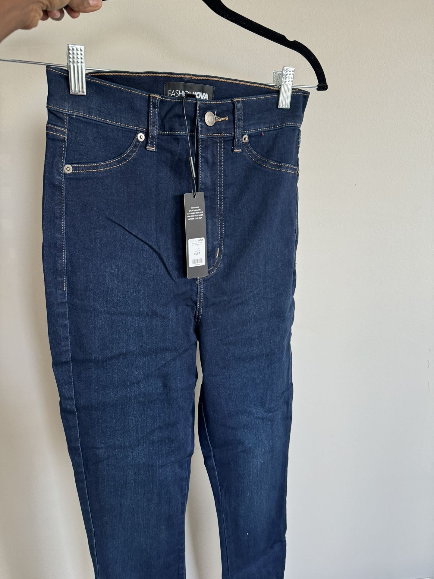 Fashion Nova High rise skinny jeans Dark Blue (Size 7)