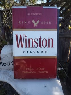 Winston cigarette tin metal box sign/display