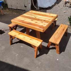 Patio Furniture, Cedar 4ft Square Set. Restaurant, Deck, Outdoor, 