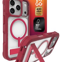 ZAGG Rainier Case With Kickstand For IPhone 17 Pro - Red Black Cherry, Graphene 22ft (7m) Drop Protection, Lanyard Attach Points, MagSafe, Wireless Ch