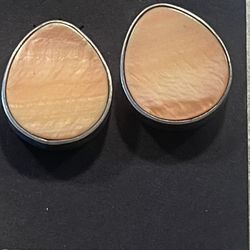 Vintage Navajo Sterling Silver Orange Spiny Oyster Shell Foot Post Earrings