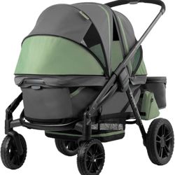 Evenflo Pivot Xplore Dreamz All-Terrain Stroller Wagon with Bassinet Insert (Voyager Green)