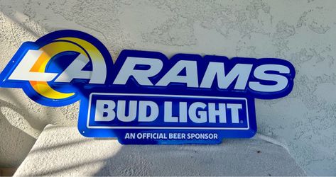 LA Rams Bud Light metal bar sign