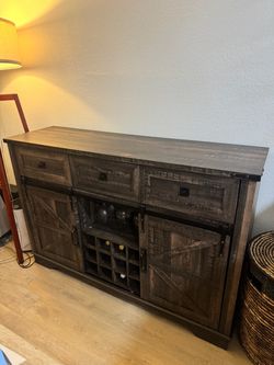 Dark Brown Wooden Bar Cabinet
