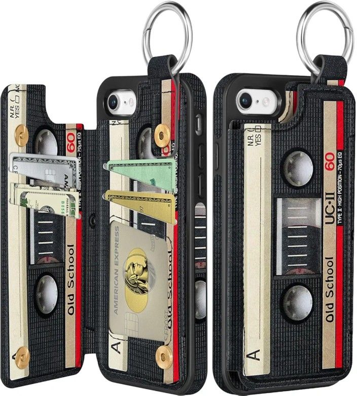 Shorogyt iPhone 7/8/SE Wallet Case CD Tape Design Flip Folio w/ Card Holder