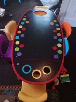 Colorful table and 6 colorful chairs!! $75 obo