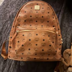 brown mcm backpack 