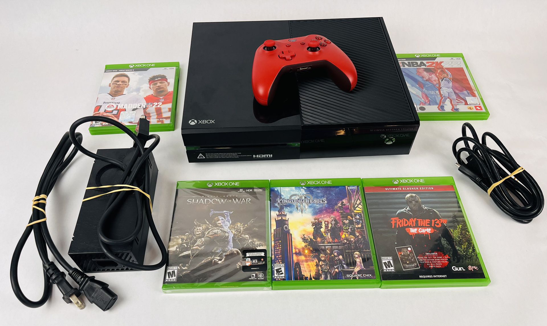 Xbox One With 5 Games & Red Controller