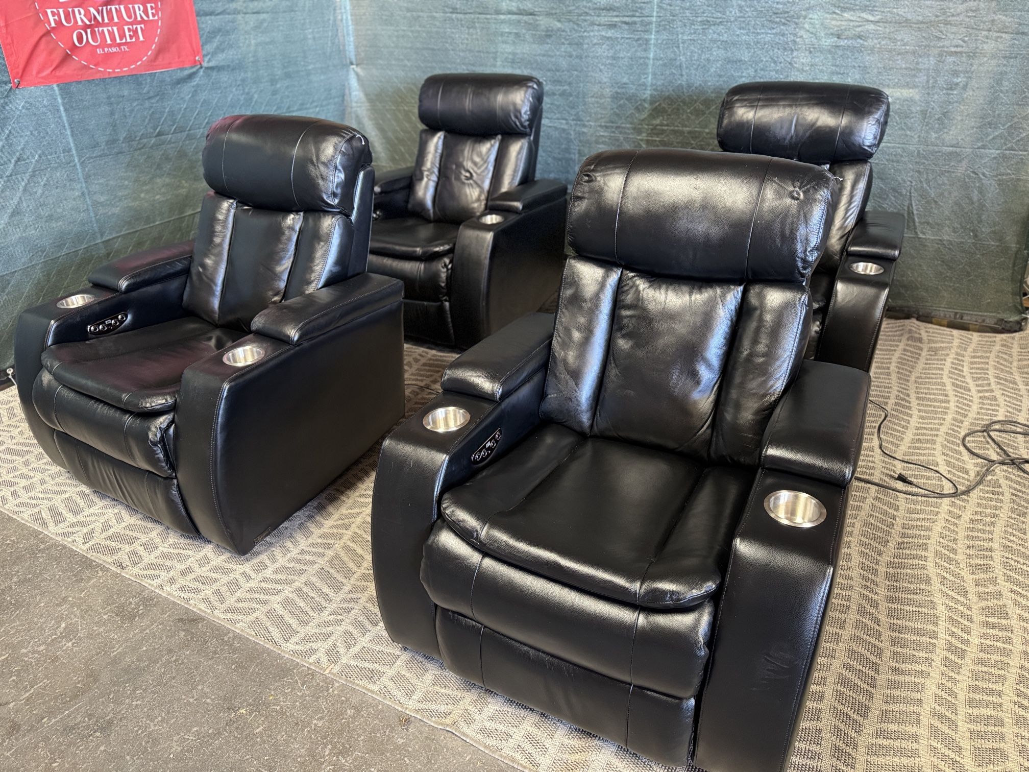 Genuine Leather Power Theater Recliners With Power Headrest NEW Floor Model FREE DELIVERY