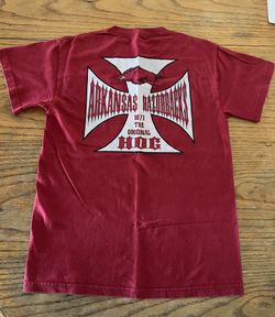Men’s Dark Red Arkansas Razorback Hog Wild Pig 1871 Logo Crewneck Shirt Size S