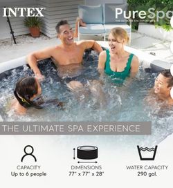 Intex PureSpa Greystone Deluxe Spa Set, 170 Bubble Jet Hot Tub. Square 77" x 28"