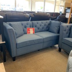 Blue Sofa And Loveseat