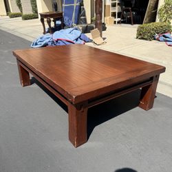 Hardwood Low Coffee Table w/ Custom Glass Top (not pictured)