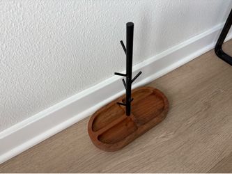 $10 for (1) Brown Wood & Black Metal Jewelry Tree Stand Organizer