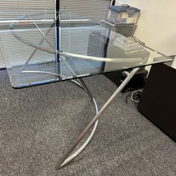 Modern Glass + Stainless Steel Desk