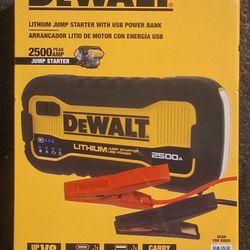 DEWALT  2500 Peak AMP Lithium Jump Starter With USB Power Bank