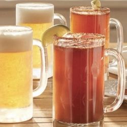 4 Set Glass Beer Mugs 