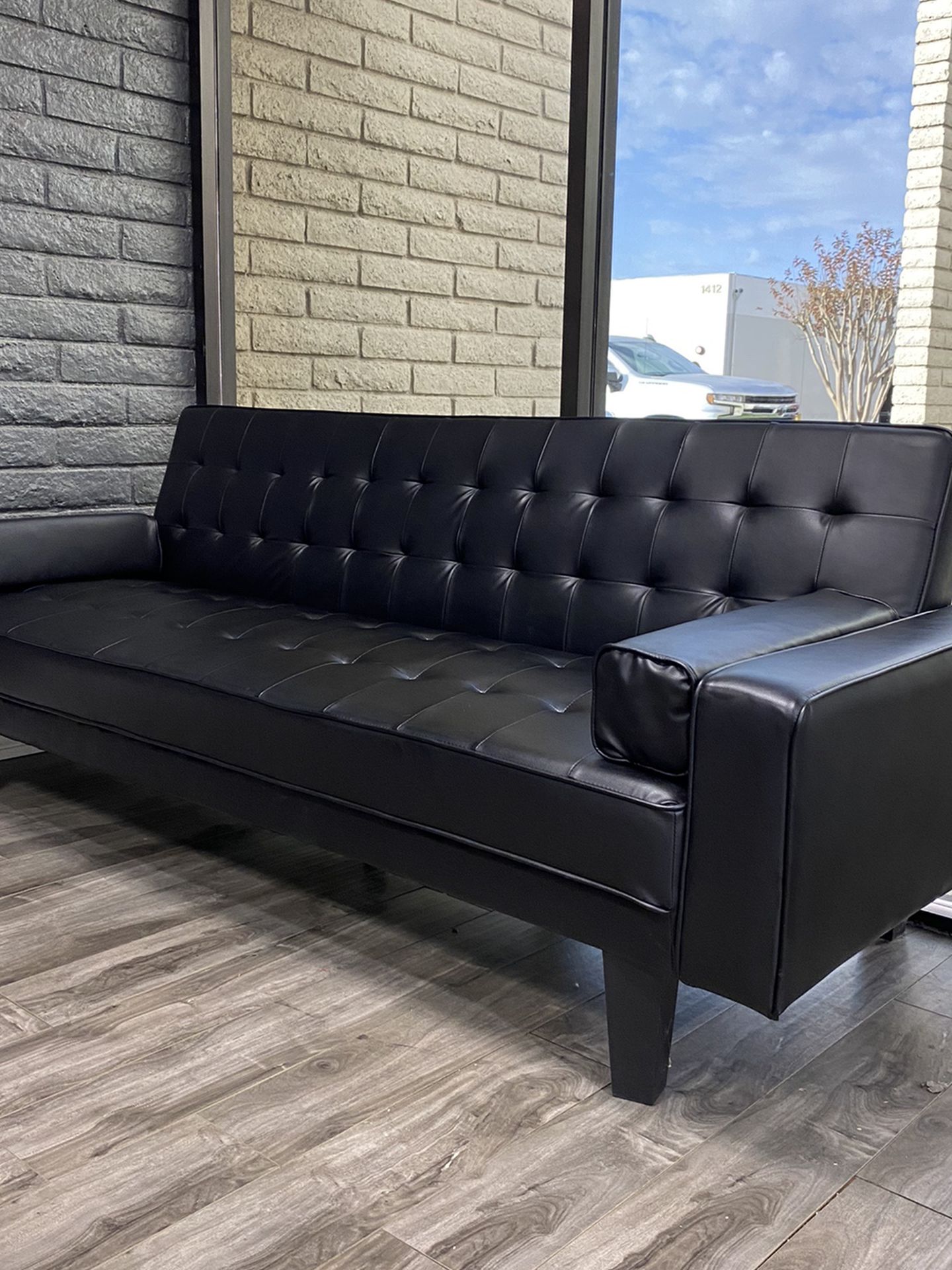 Black Leather Futon couch