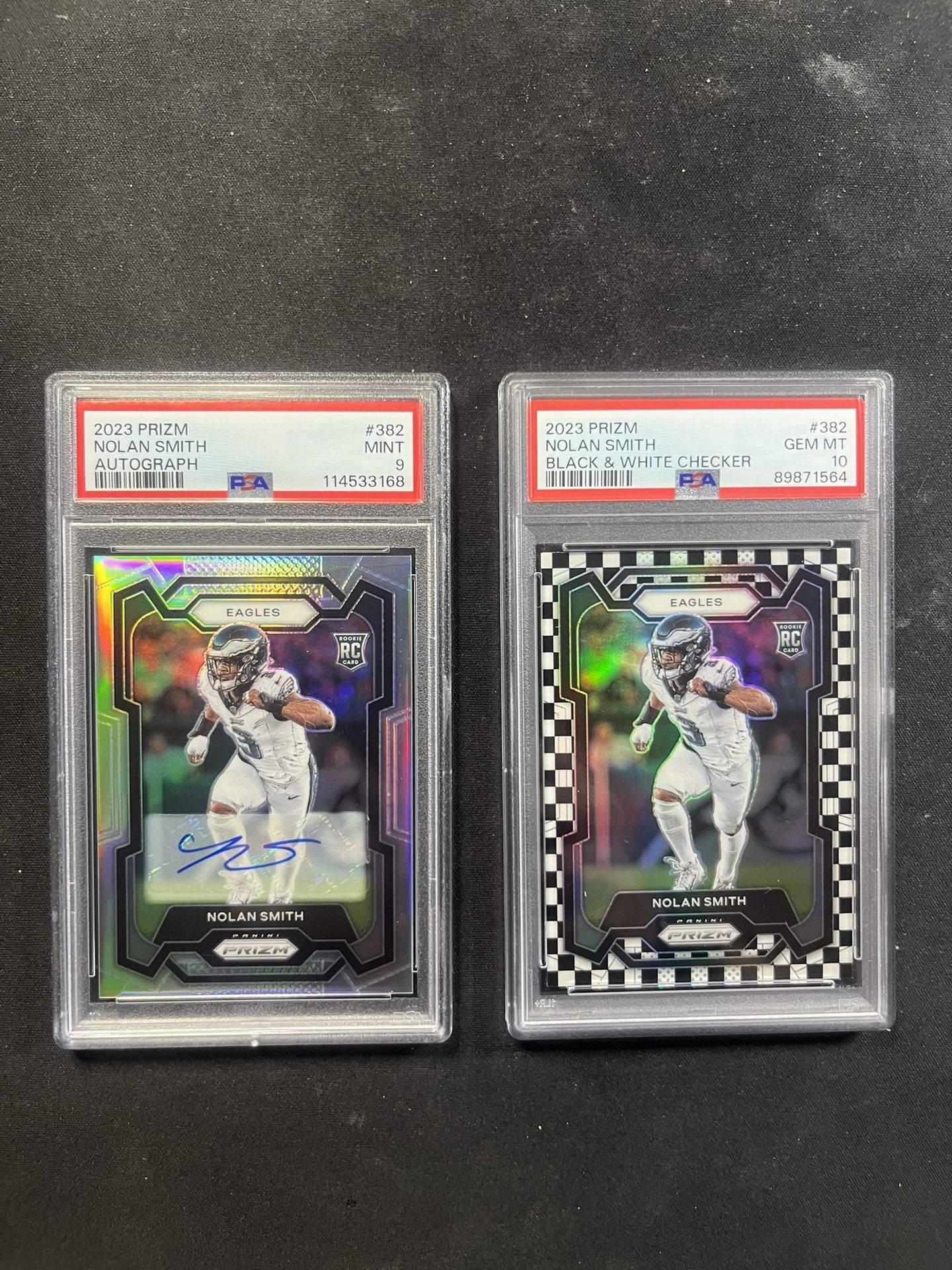 2023 Prizm Nolan Smith #382 SILVER AUTO PSA & PSA 10 CHECKERBOARD PHI EAGLES