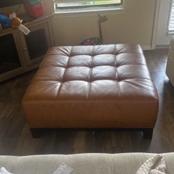 Faux Leather Ottoman 