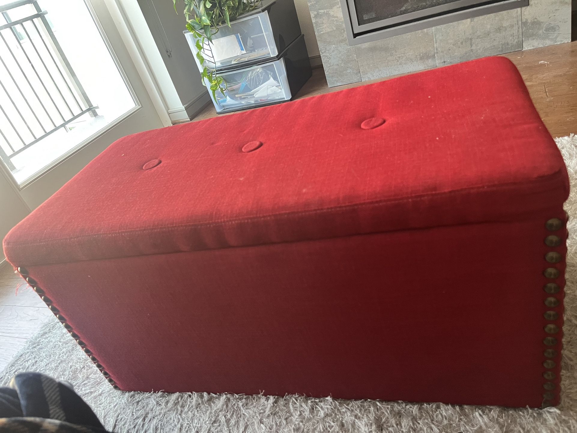 Red Ottoman For Sale. Moving Next Week