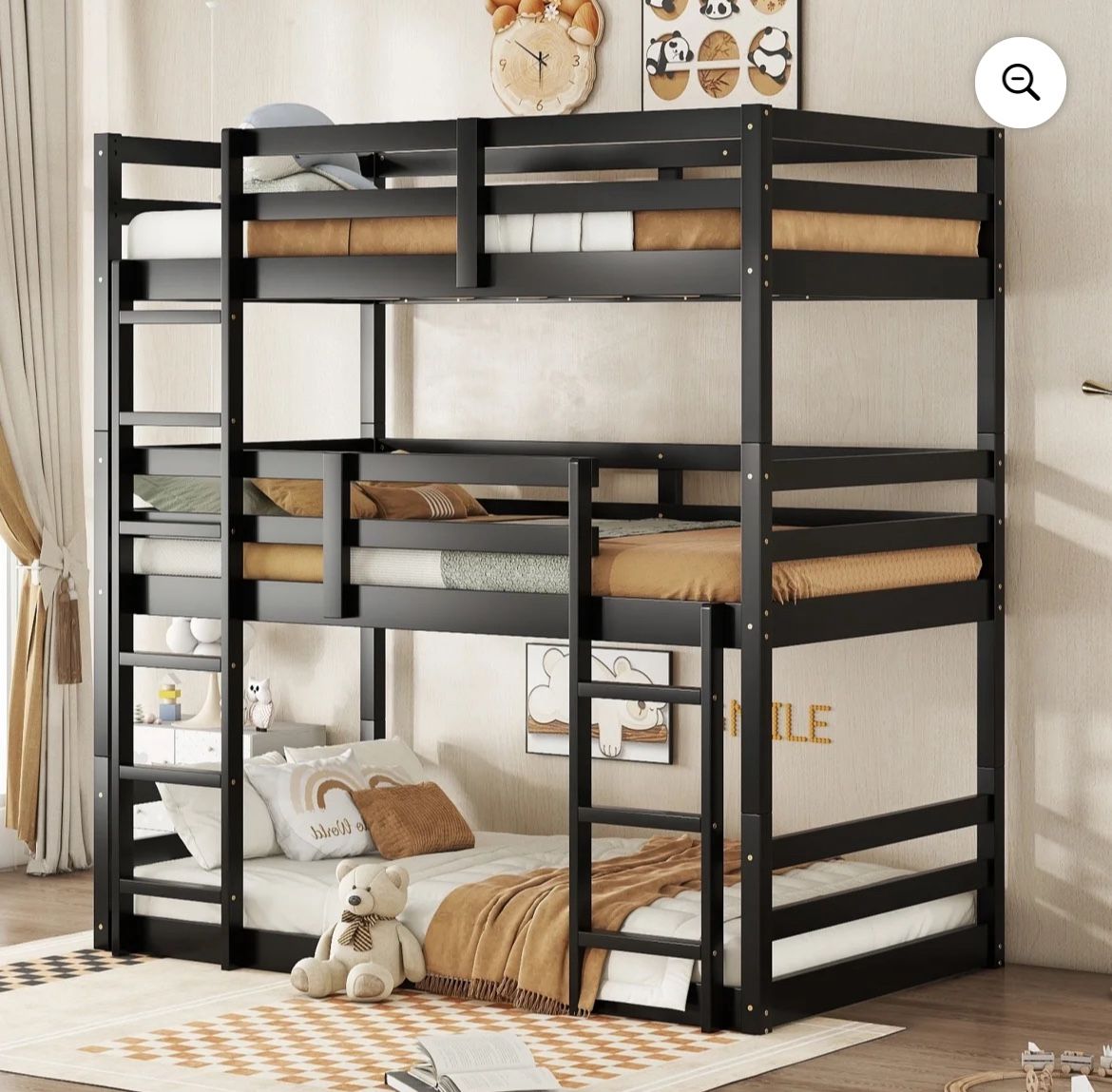 Triple Twin Convertible Floor Bunk Bed