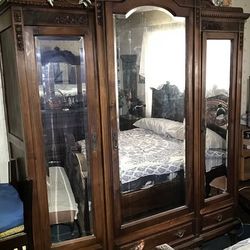 Antique Wood Armoire closet
