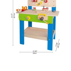 Hape Master Kid's Wooden Workbench, 35 Pieces