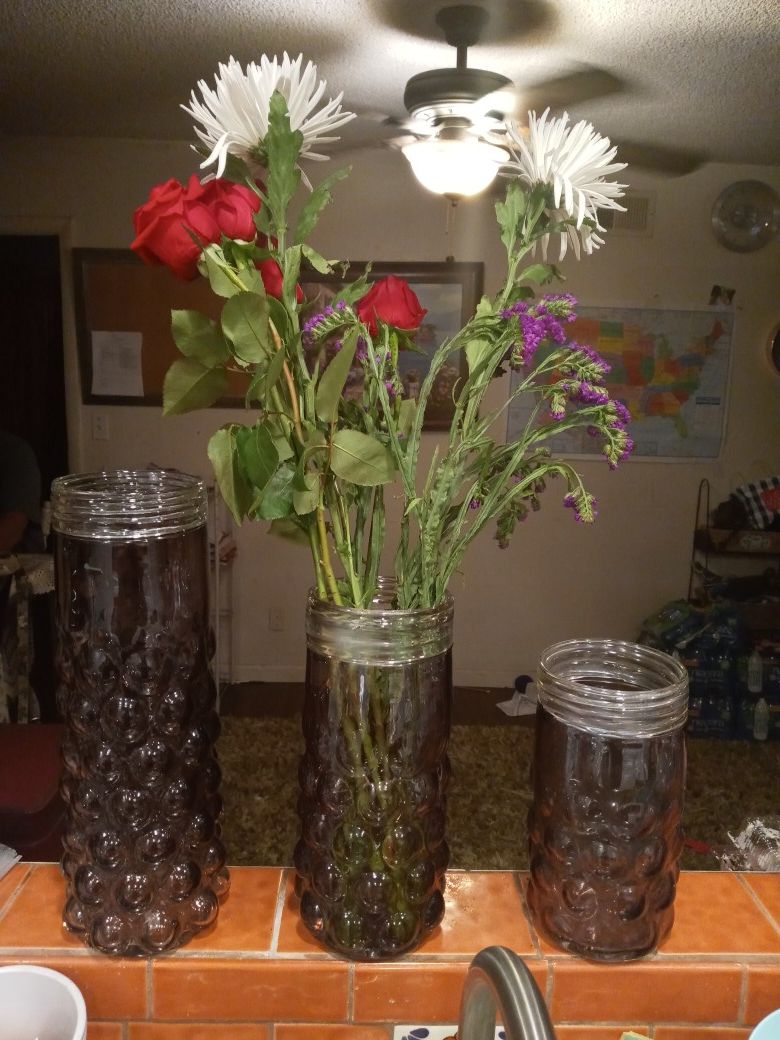 Purple glass vases