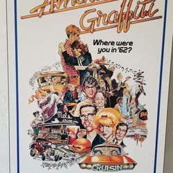 Vintage American Graffiti Wooden plaque 39x27!!! 1950' dinners George Lucas Films