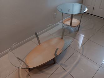 Oval Glass Coffee & end Table Set
