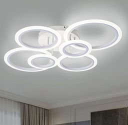 Modern LED Flush Mount Ceiling Light, 6 Rings White Close to Ceiling Light