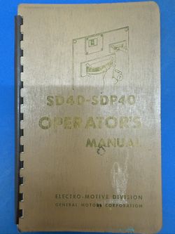 SD40-SDP40 General Motors Locomotives Operator's Manual 
