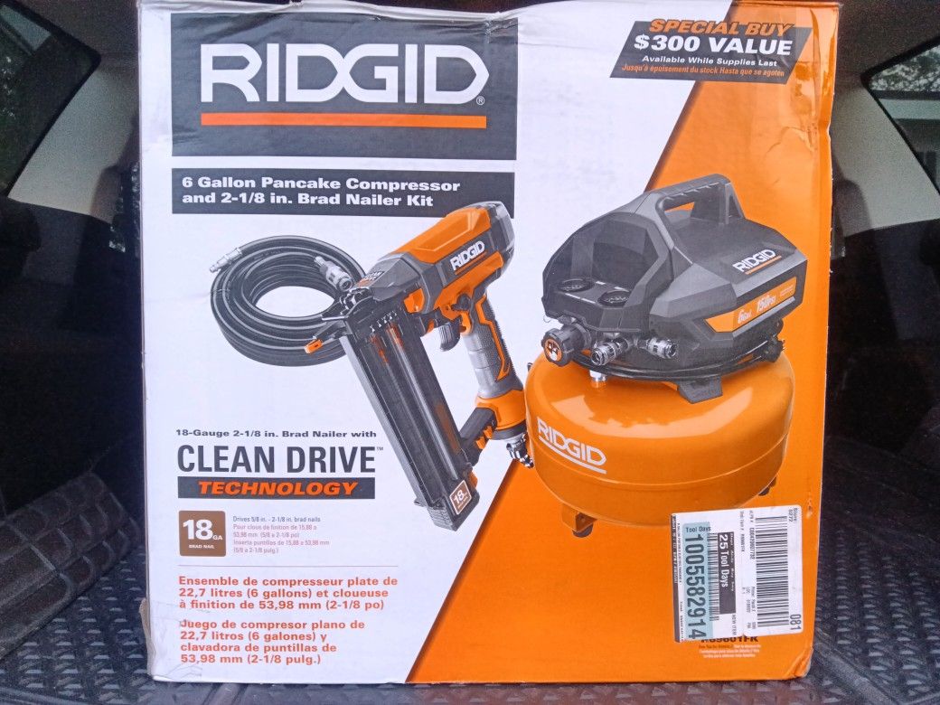 Ridgid Air Compressor And Brad Nail Gun for Sale in Jacksonville, FL