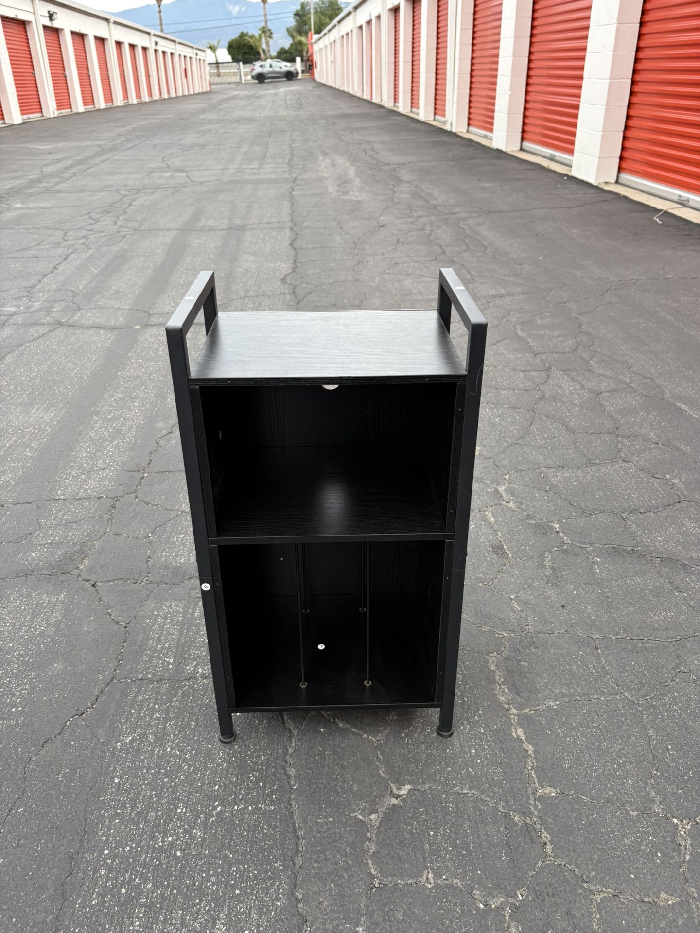 Black Storage Shelving And Mini Cabinet