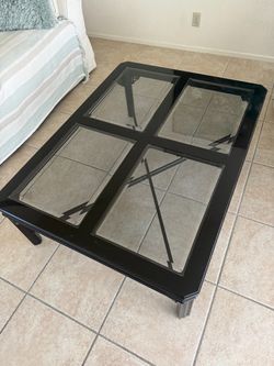 Black Laquer Coffee Table with Glass Top
