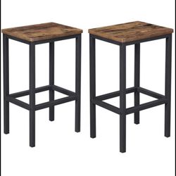 Bar Stools, Set of 2 Bar Chairs, Kitchen Breakfast Bar Stools with Footrest, Industrial in Living Ro