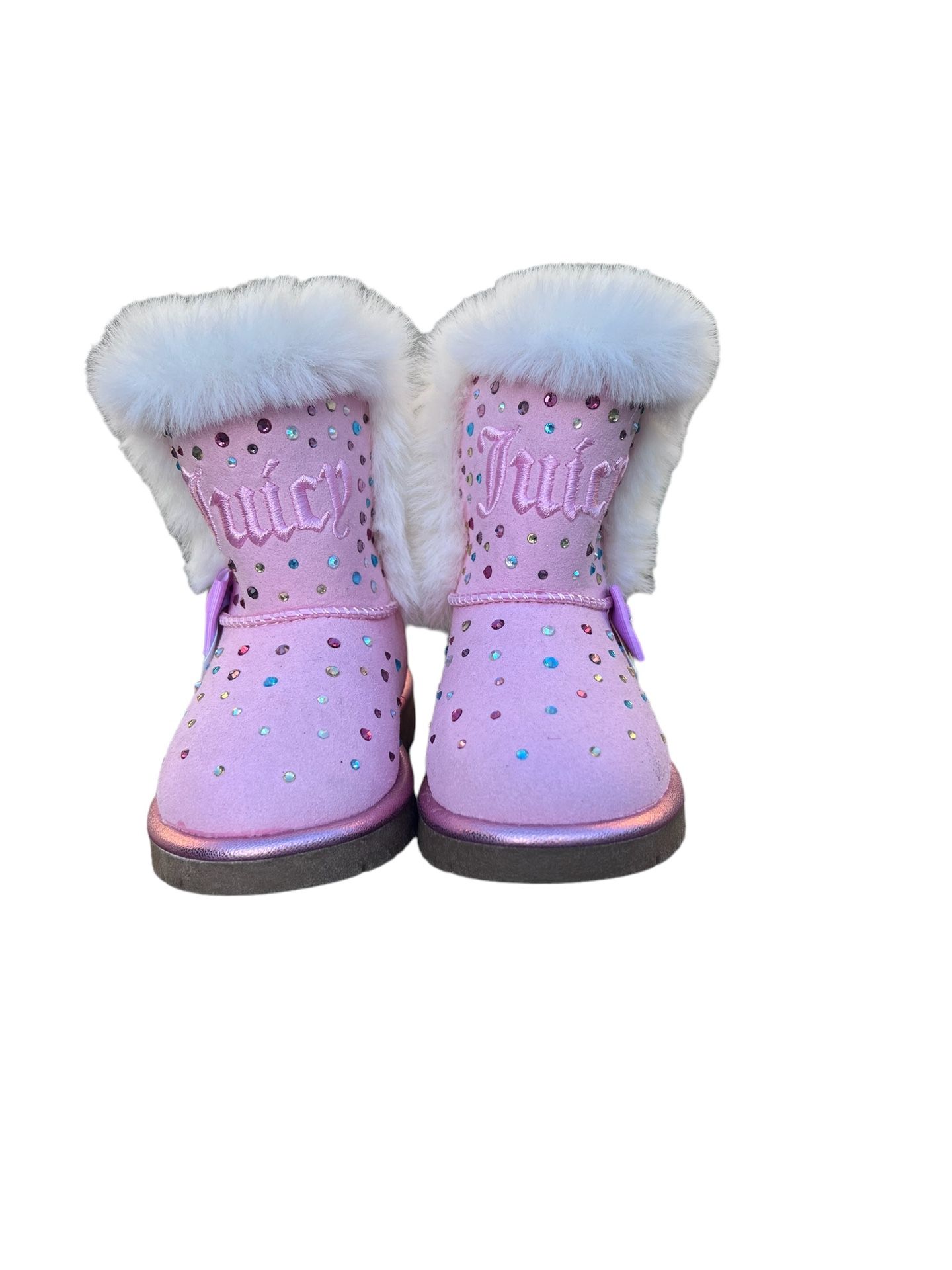 Toddler Juicy Couture Girls Pink Rhinestone Burbank Fur Ankle Winter Boots Size 6