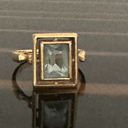 Real Blue Topaz Gold Ring 